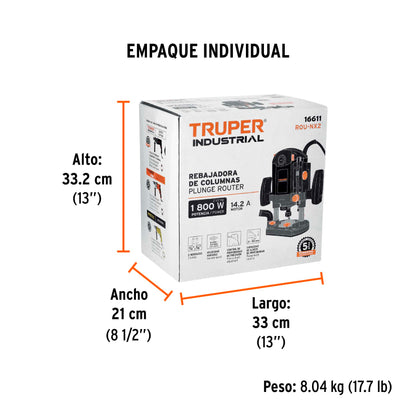 Router (Rebajadora) 1800W 2-1/2 HP INDUSTRIAL - SKU 16611