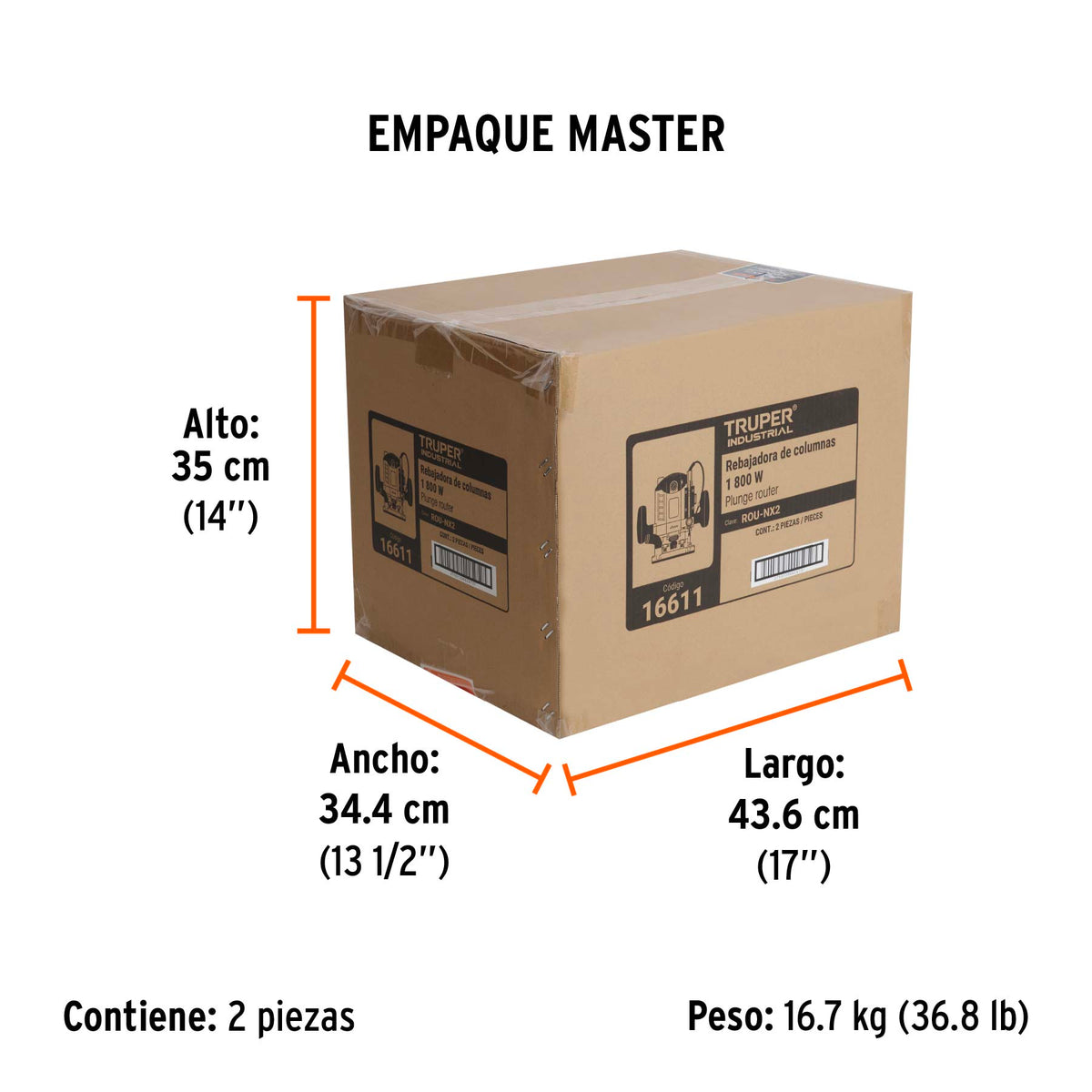 Router (Rebajadora) 1800W 2-1/2 HP INDUSTRIAL - SKU 16611
