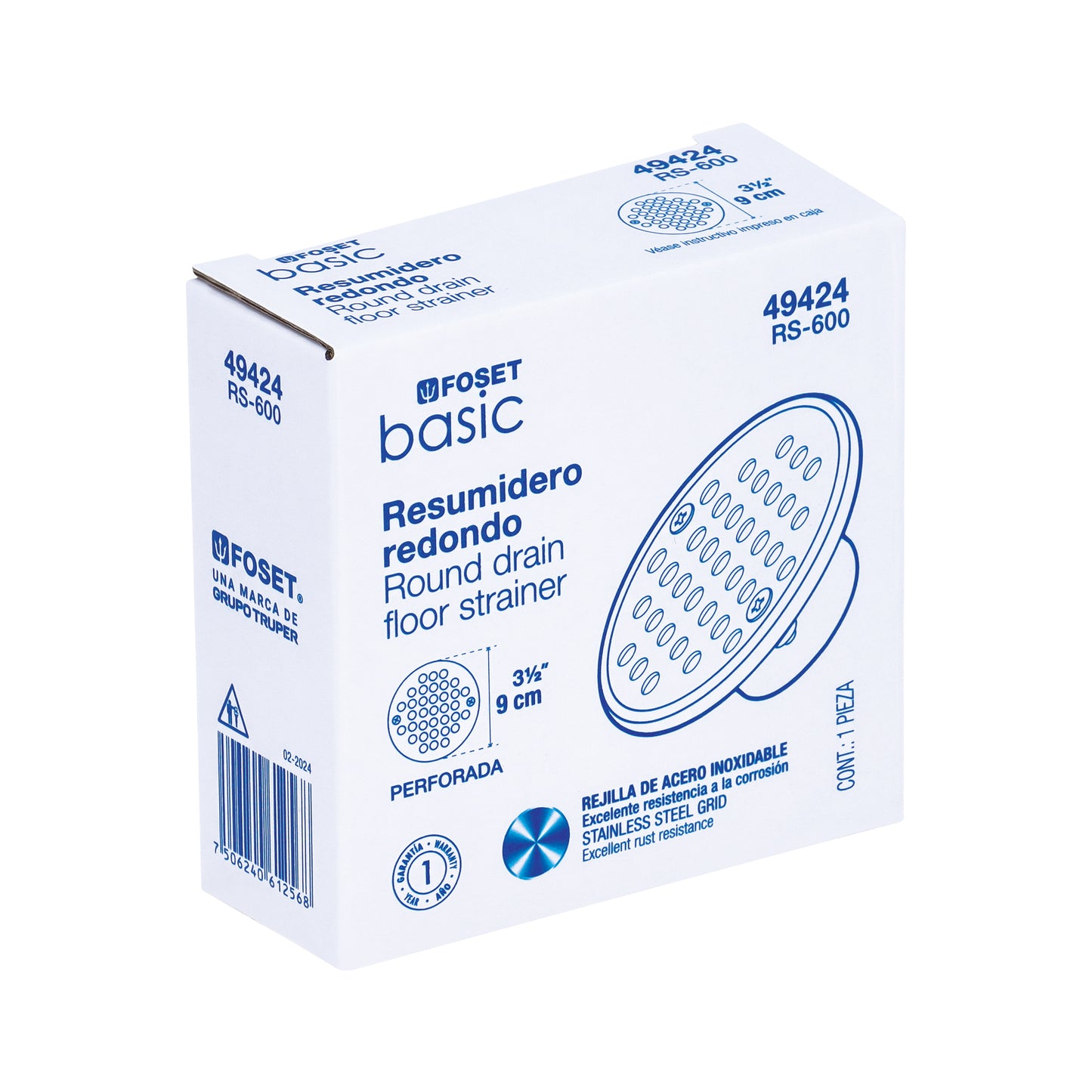 Resumidero de zinc redondo modelo A de 3 1/2 pulgadas