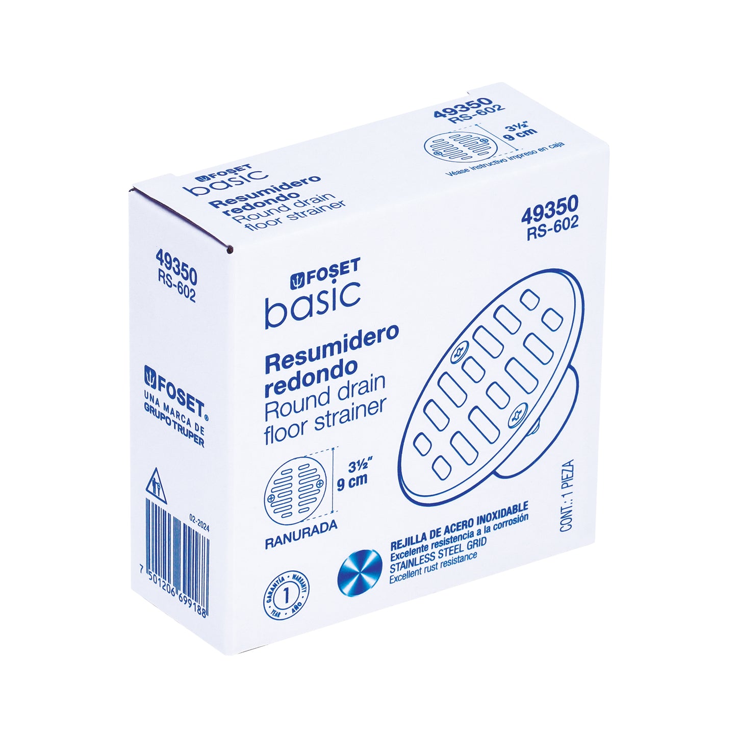 Resumidero redondo metálico de 3 1/2 pulgadas