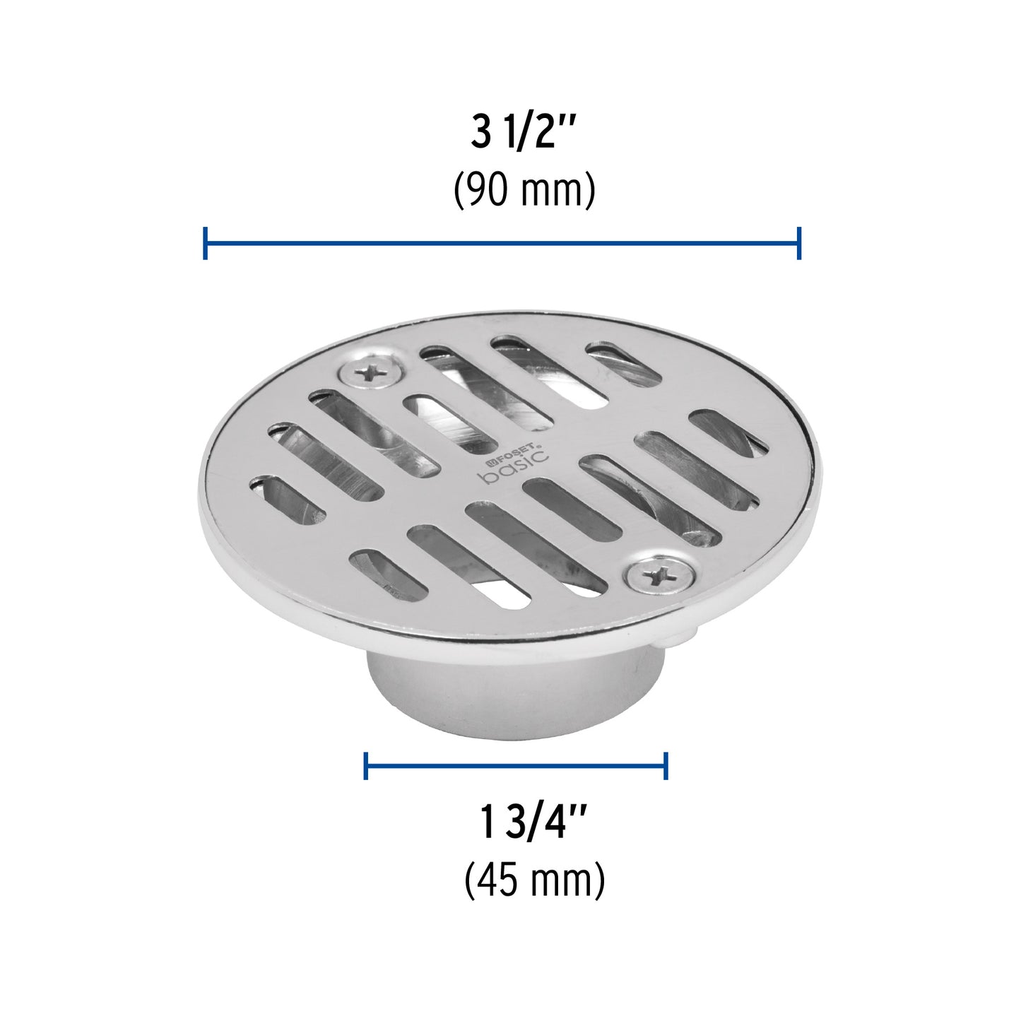 Resumidero redondo metálico de 3 1/2 pulgadas
