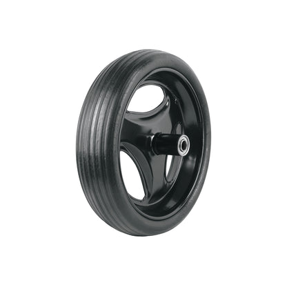 Llanta completa hule sólido 13-1/2", incluye eje y baleros