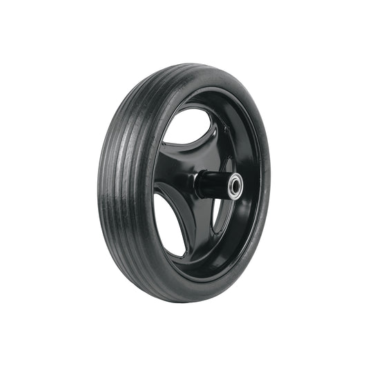 Llanta completa hule sólido 13-1/2", incluye eje y baleros