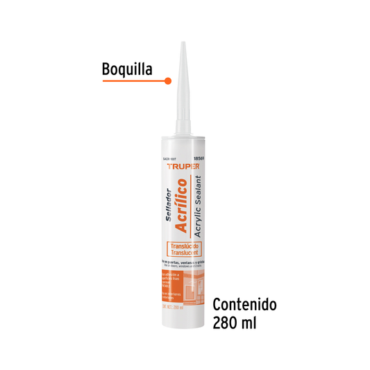 Sellador acrílico de 280 ml transparente
