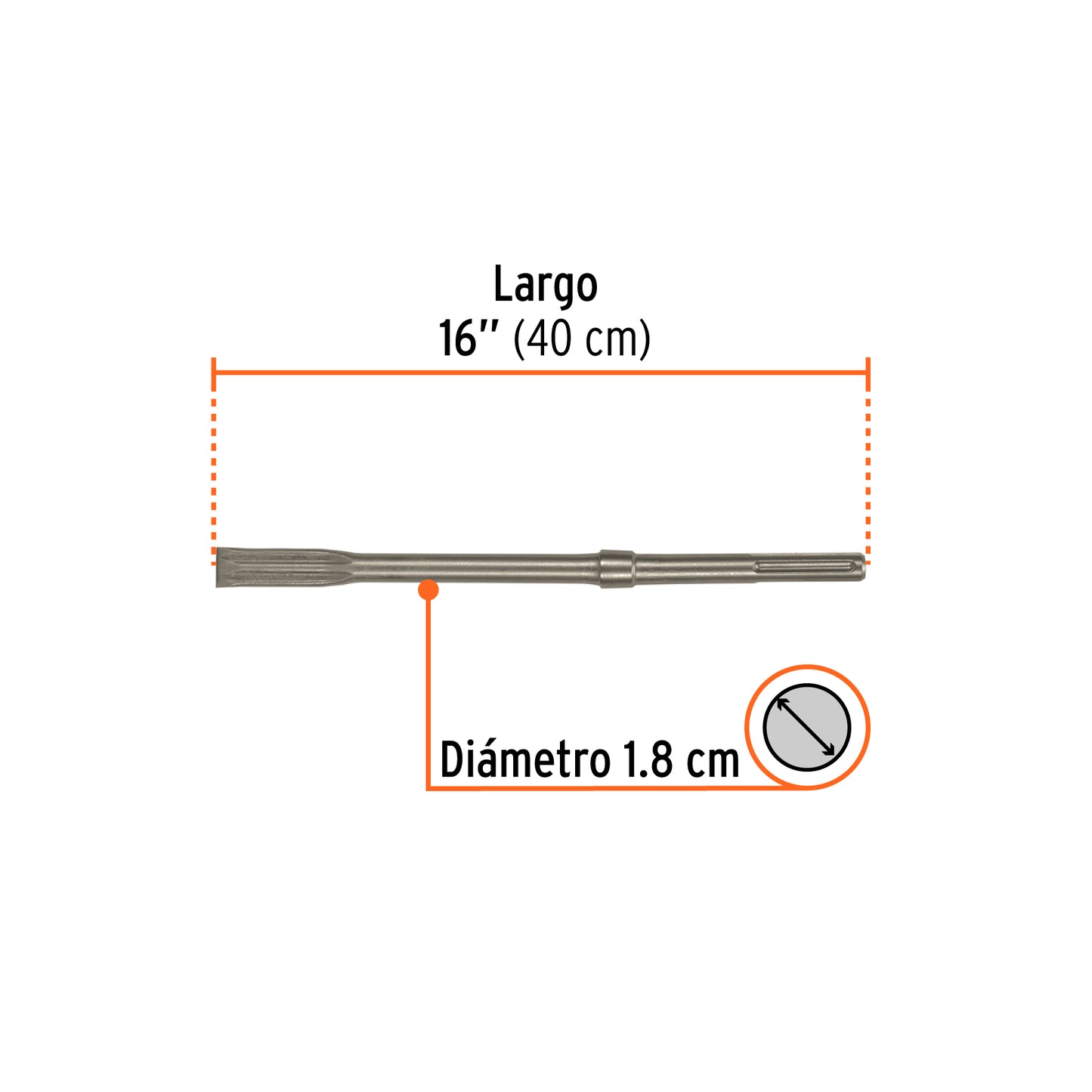 Cincel plano SDS max de 1" x 16"