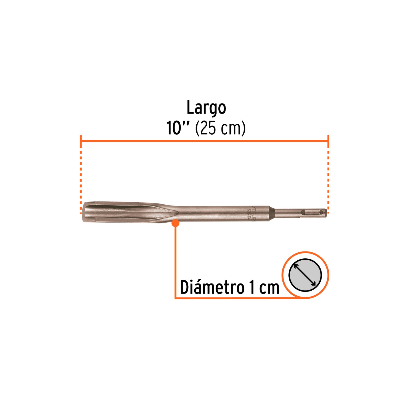 Cincel hueco para acanalado SDS Plus de 3/4" x 10"
