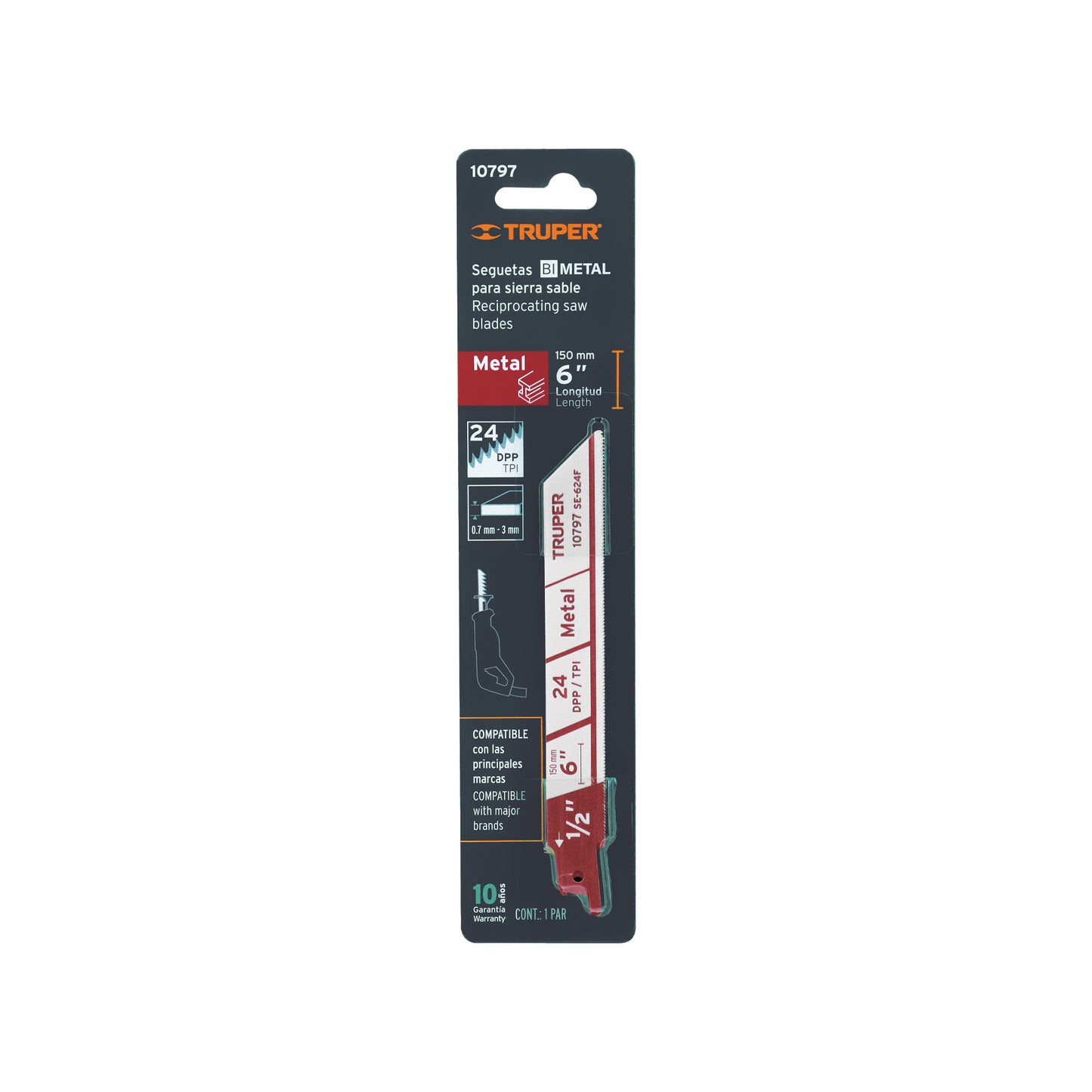Blíster con 2 seguetas sierra sable 6pulg