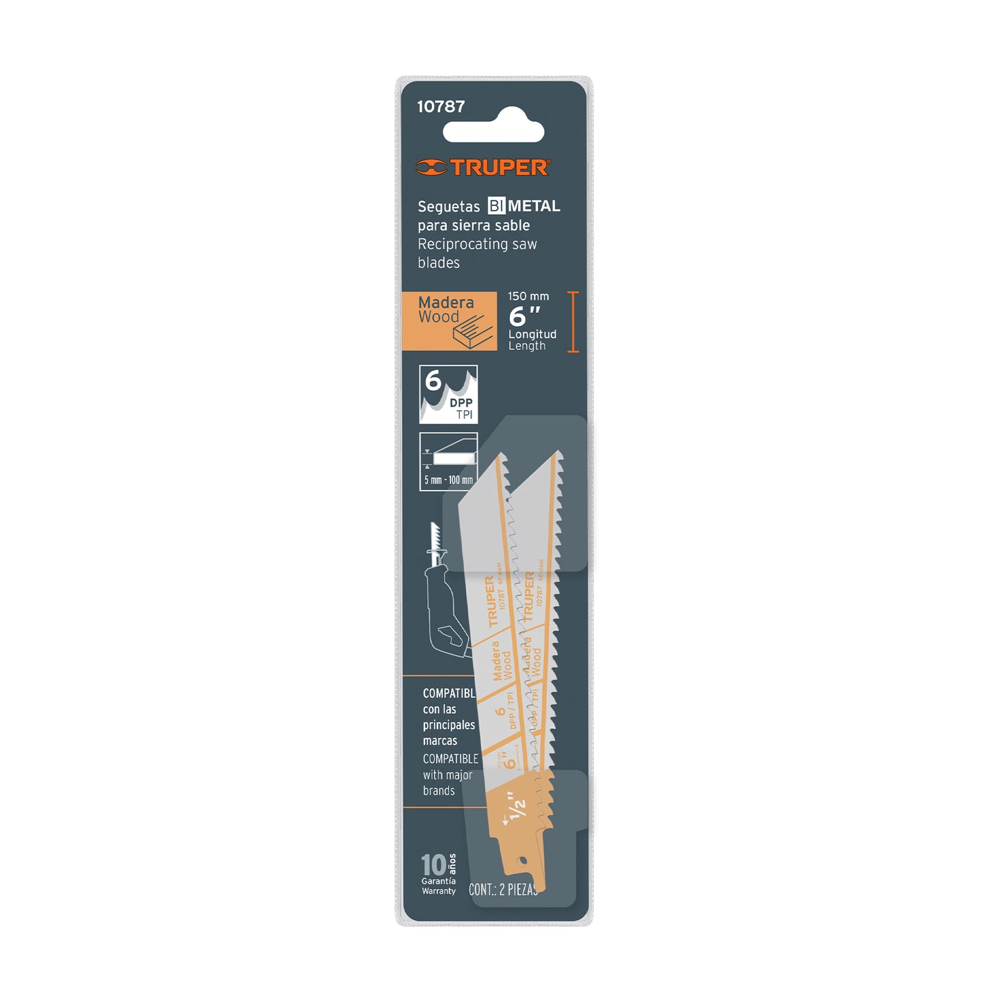 Blíster con 2 seguetas sierra sable 6pulg