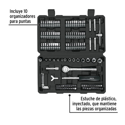 Juego de 130 herramientas mecánicas 1/4 con puntas especiales en estuche plástico