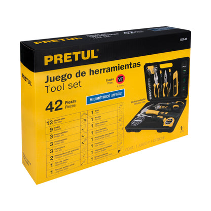 Juego de 42 herramientas manuales Comfort Grip en estuche plástico
