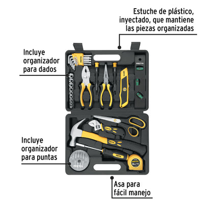 Juego de 42 herramientas manuales Comfort Grip en estuche plástico