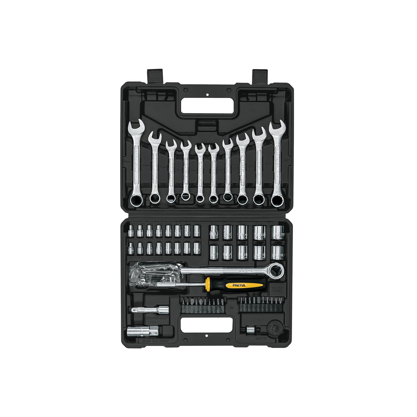 Juego de 70 herramientas mecánicas 1/4 y 3/8 con mango Comfort Grip