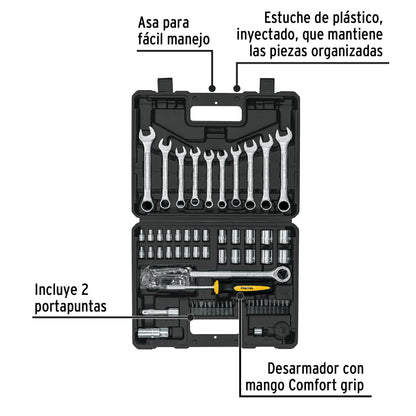 Juego de 70 herramientas mecánicas 1/4 y 3/8 con mango Comfort Grip