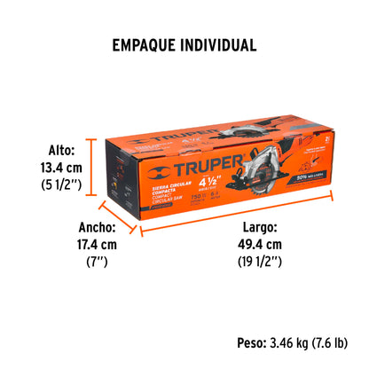 Sierra circular compacta 4-1/2 pulg 750W - SKU 100123