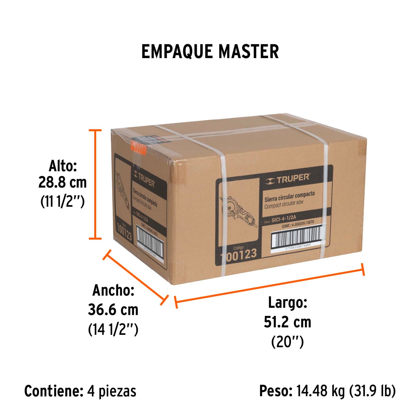 Sierra circular compacta 4-1/2 pulg 750W - SKU 100123