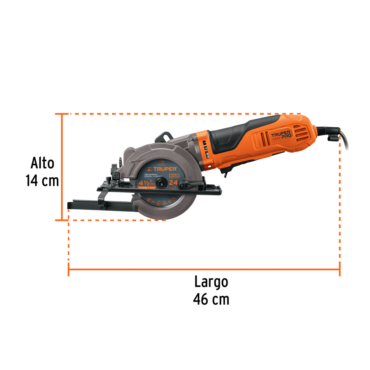 Sierra circular compacta 4-1/2 pulg 750W - SKU 100123