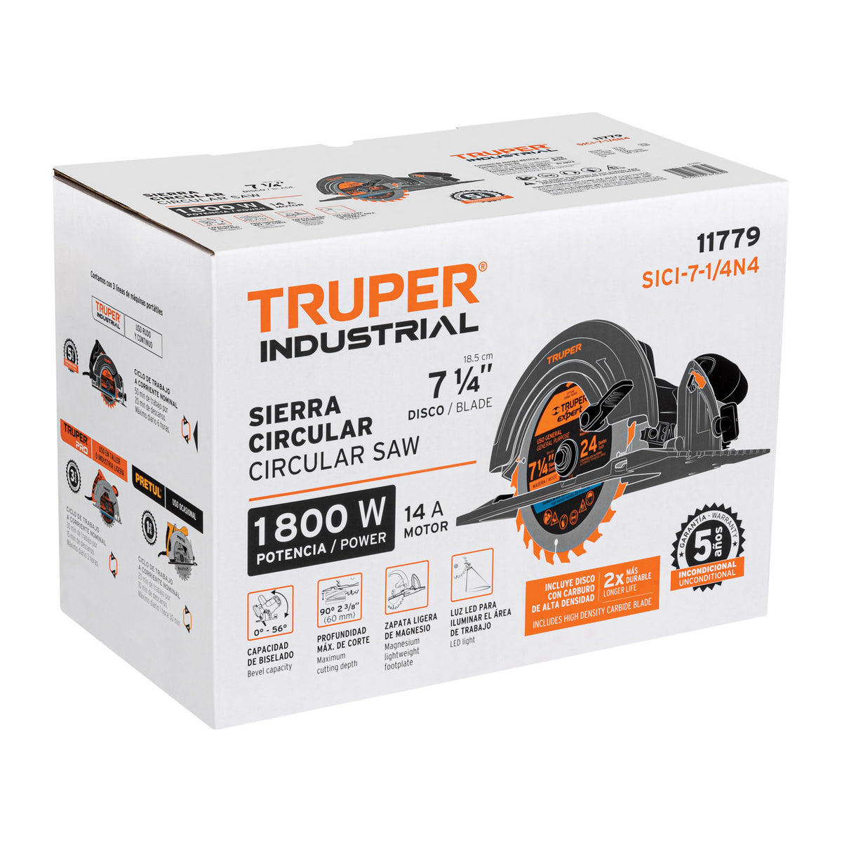 Sierra circular 7-1/4 pulg 1800W INDUSTRIAL - SKU 11779