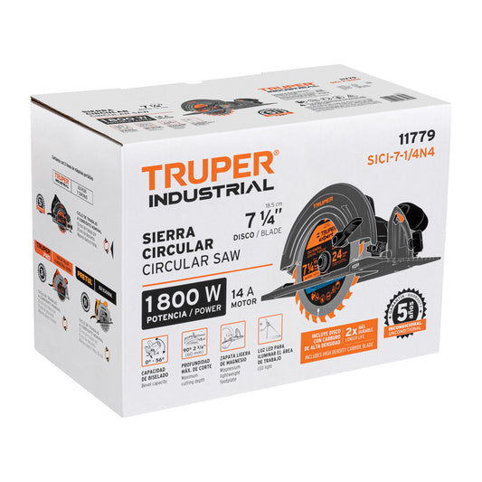 Sierra circular 7-1/4 pulg 1800W INDUSTRIAL - SKU 11779