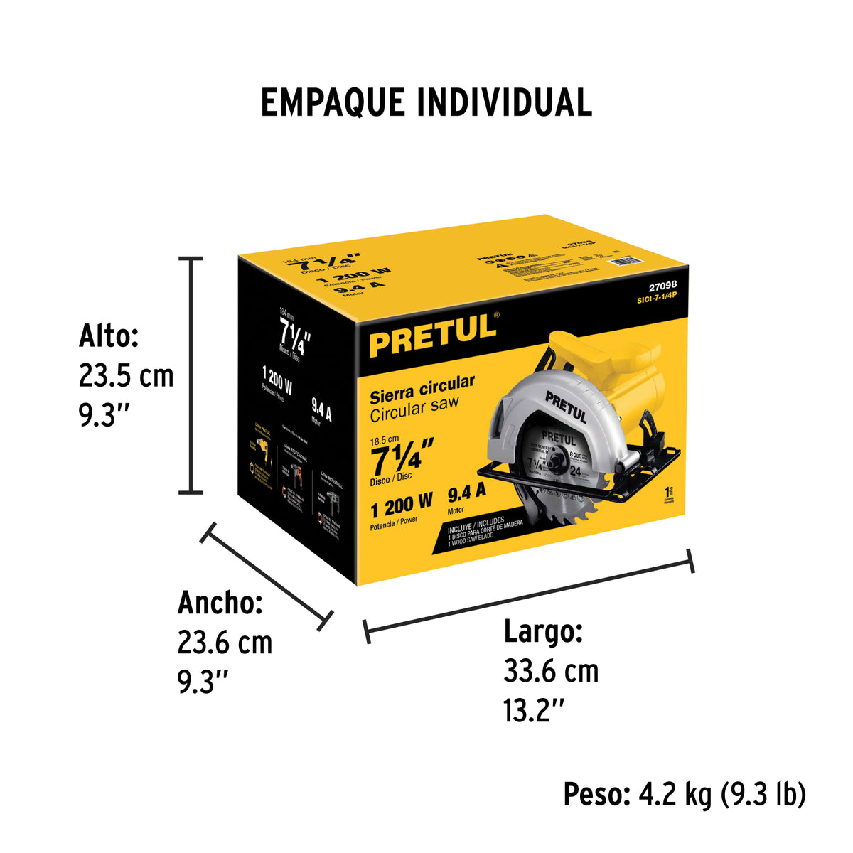 Sierra circular 7-1/4 pulg 1200W - SKU 27098