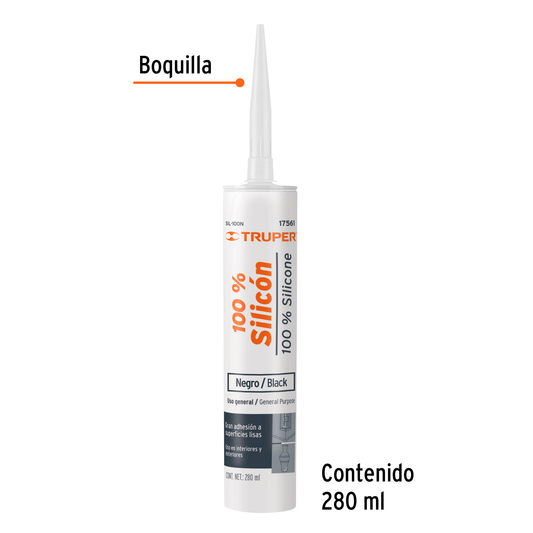 Sellador negro 100 silicón de 280 ml
