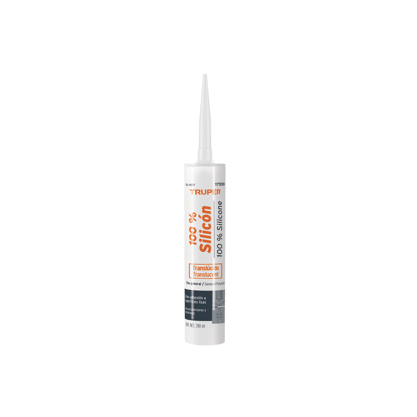 Sellador transparente 100 silicón de 280 ml
