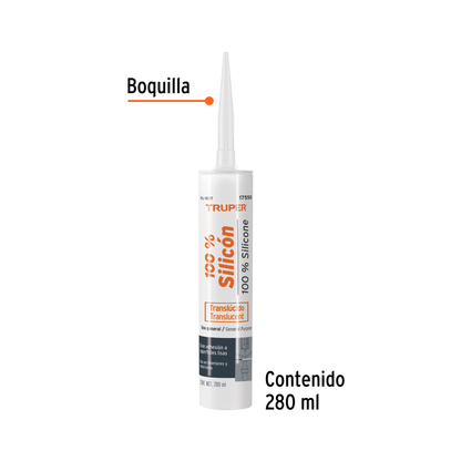 Sellador transparente 100 silicón de 280 ml