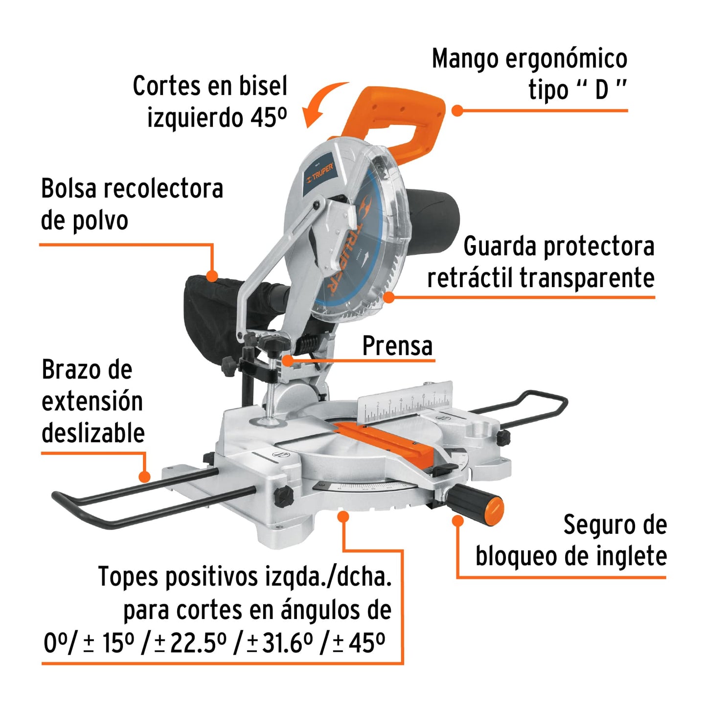 Sierra de inglete 10 pulg de 1900 W - SKU 12462