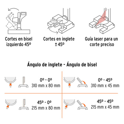 Sierra de inglete 10 pulg telescopica compuesta 1900W - SKU 16869