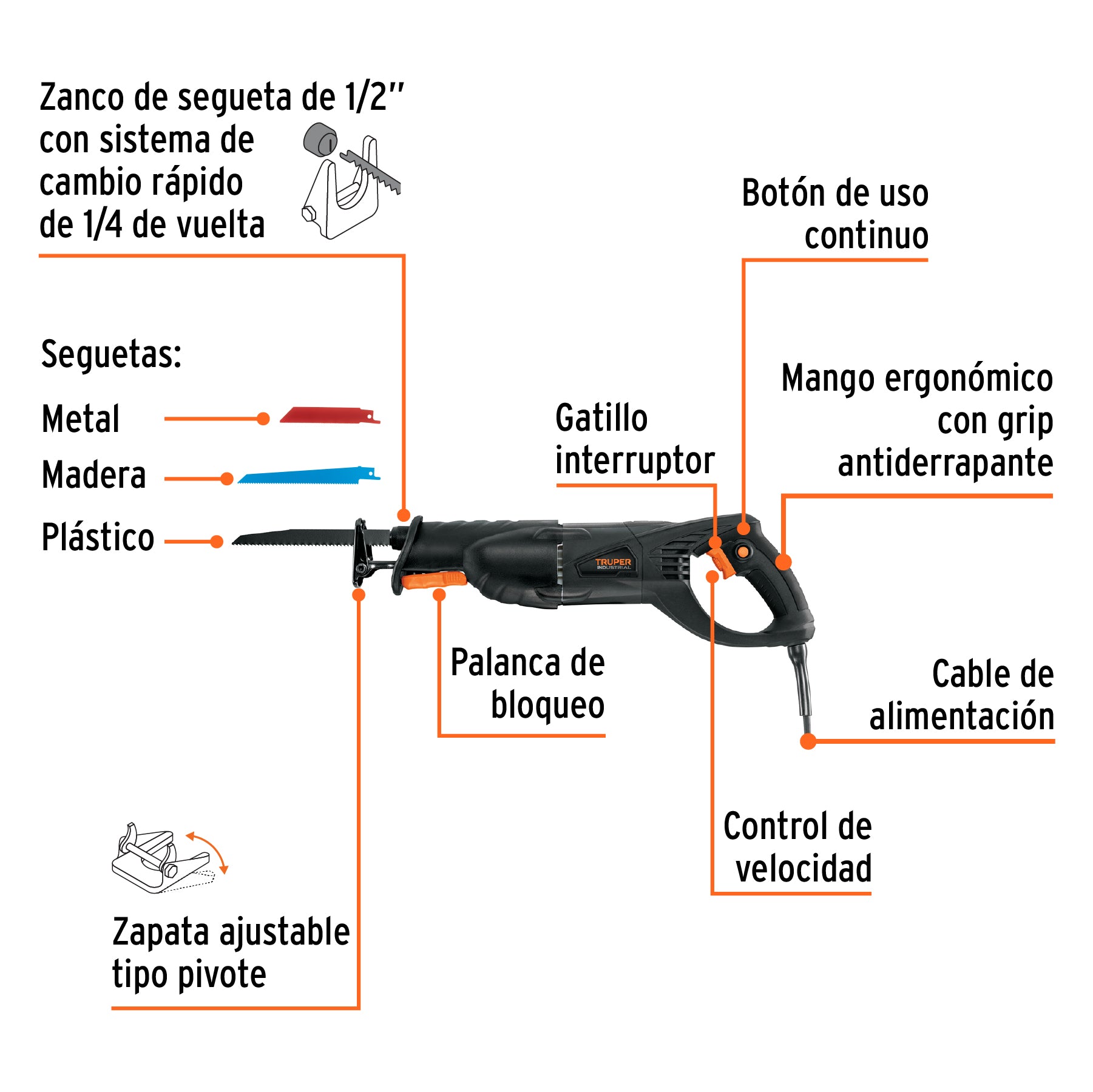 Sierra sable 900W velocidad variable INDUSTRIAL - SKU 17269