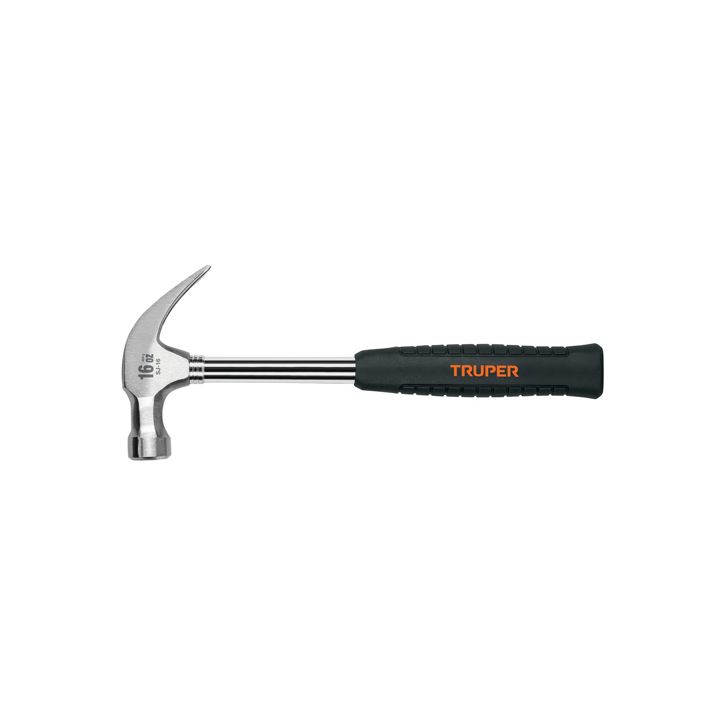 Martillo pulido de 16 oz con uña curva y mango tubular con neopreno