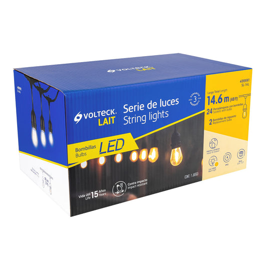 Serie de luces LED de 14.6 m con 24 lámparas para exterior