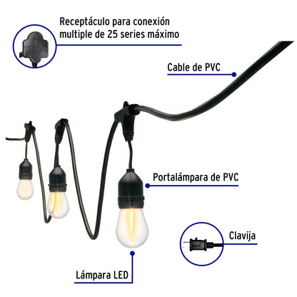 Serie de luces LED de 14.6 m con 24 lámparas para exterior