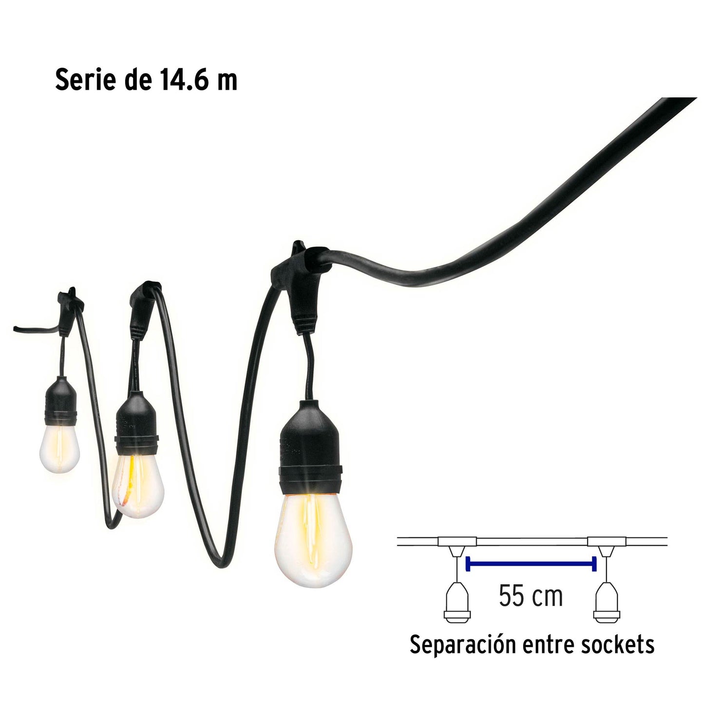 Serie de luces LED de 14.6 m con 24 lámparas para exterior