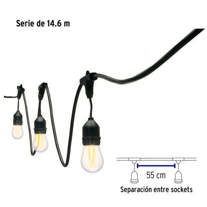 Serie de luces LED de 14.6 m con 24 lámparas para exterior
