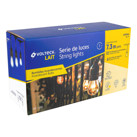 Serie de luces incandescentes de 7.3 m con 12 lámparas para exterior