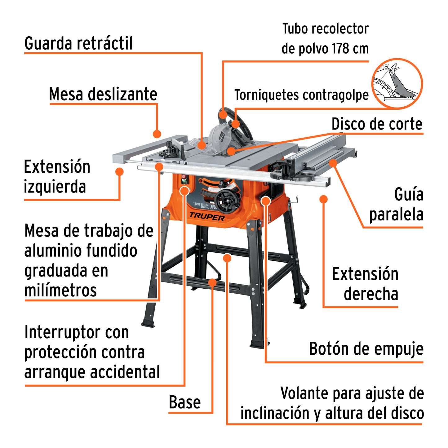 Sierra de mesa 10 pulg 2-1/2 HP (1900 - SKU 101796