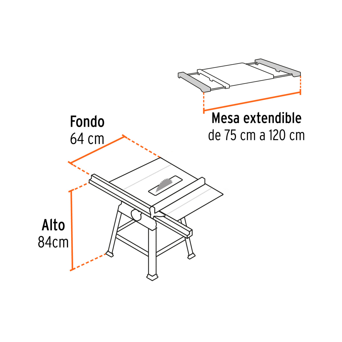 Sierra de mesa 10 pulg 2-1/2 HP (1900 - SKU 101796