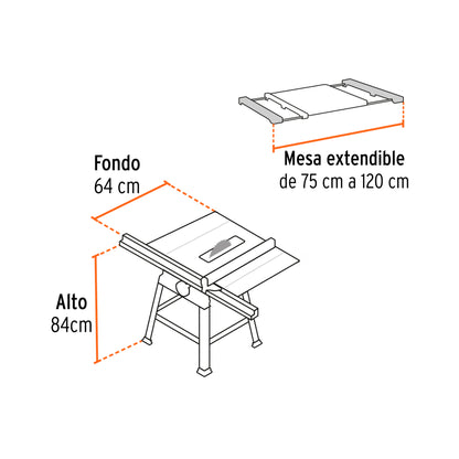 Sierra de mesa 10 pulg 2-1/2 HP (1900 - SKU 101796