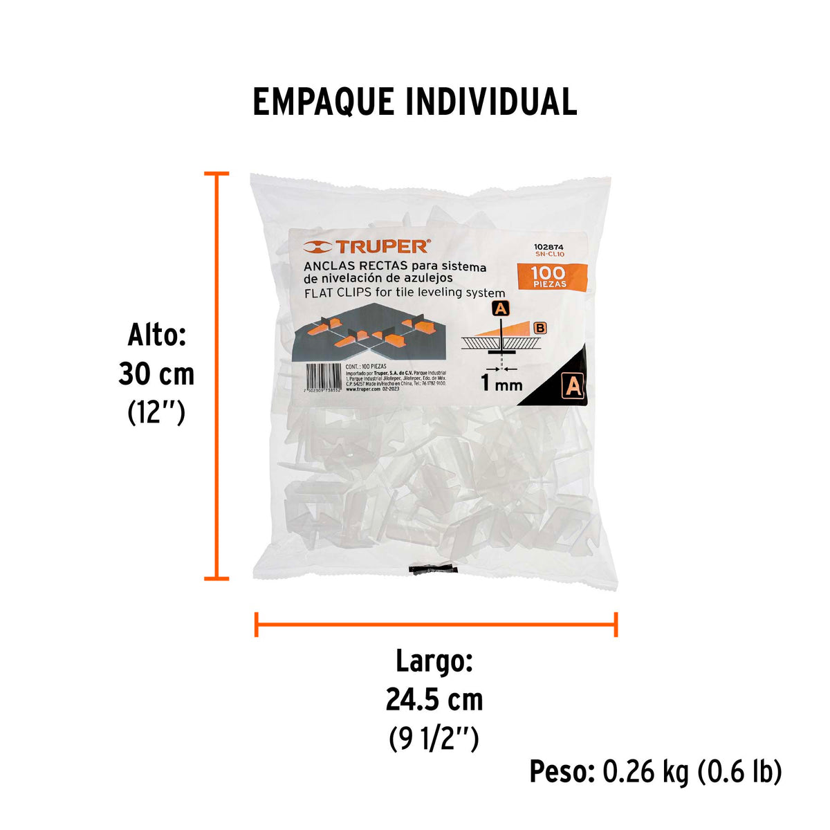 Bolsa con 100 anclas de 1 mm, para nivelación de azulejos · vista 6