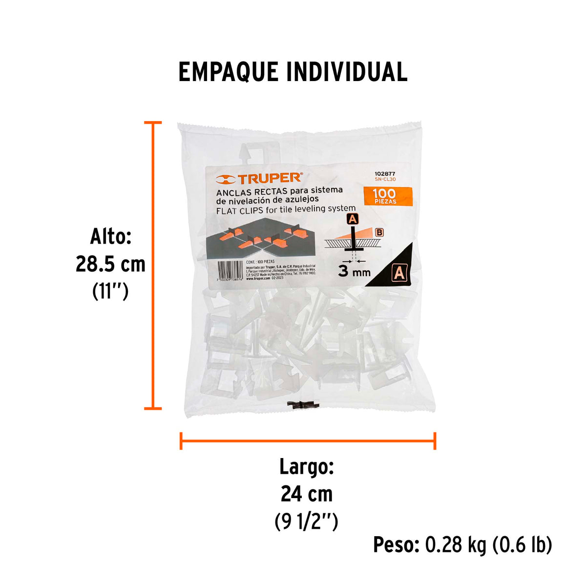 Bolsa con 100 anclas de 3 mm, para nivelación de azulejos · vista 6