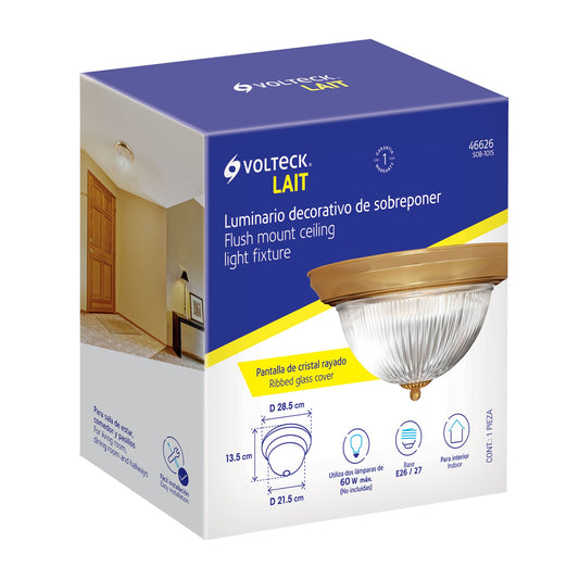 Luminario decorativo de sobreponer con pantalla de cristal