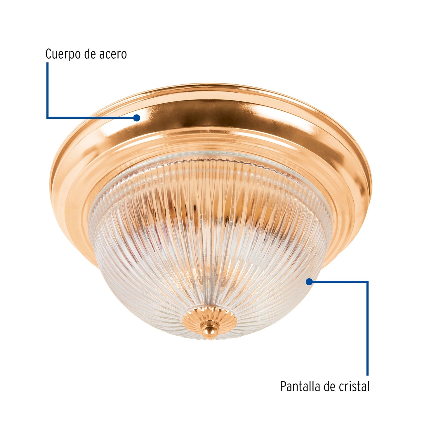 Luminario decorativo de sobreponer con pantalla de cristal