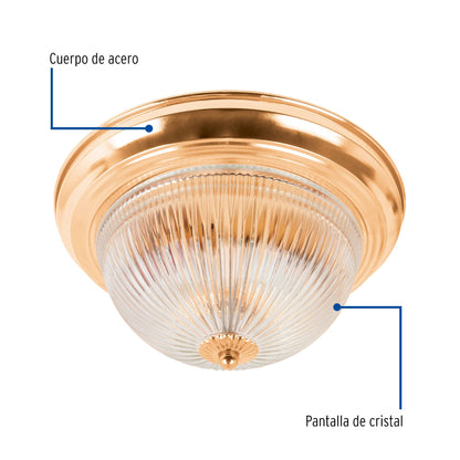 Luminario decorativo de sobreponer con pantalla de cristal