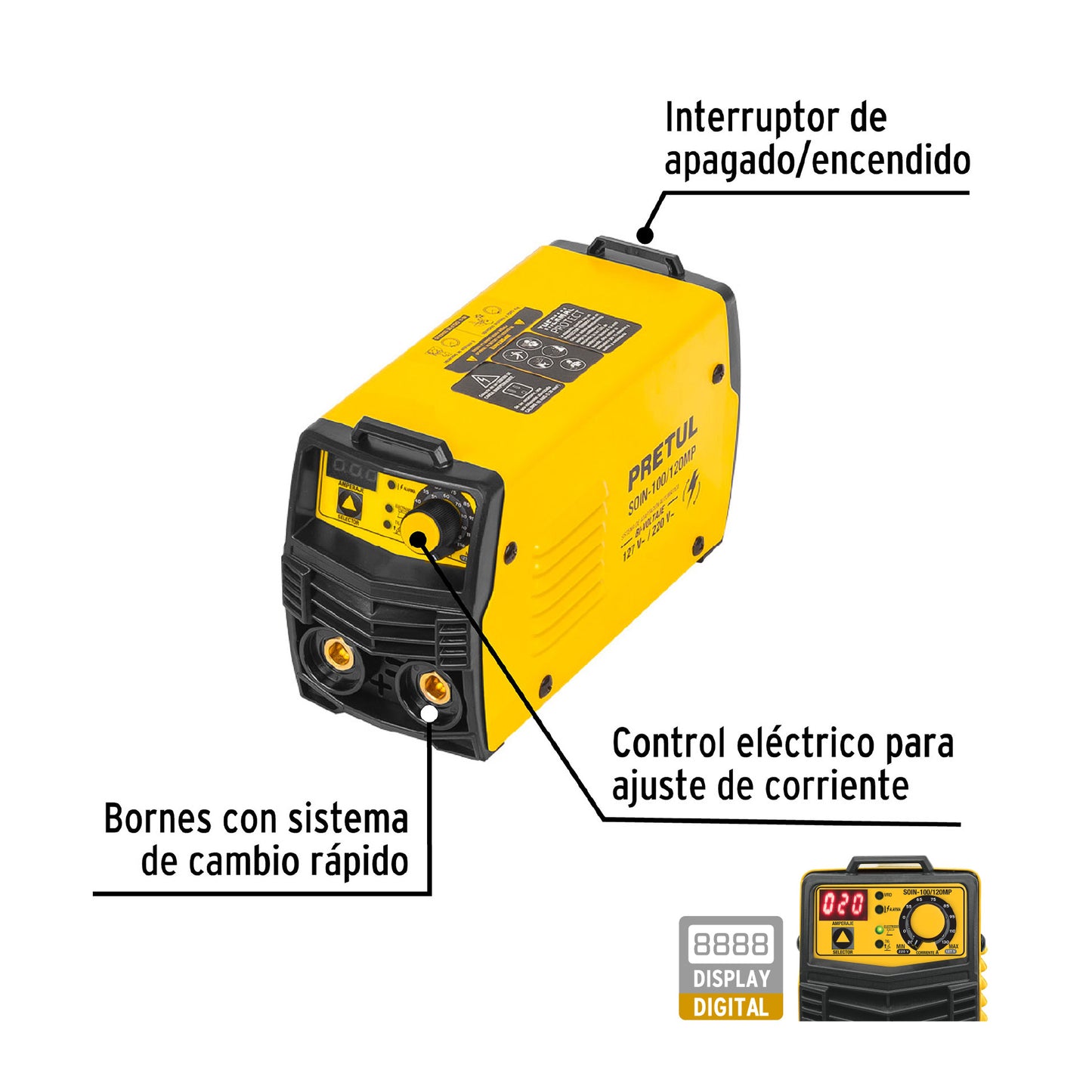 Mini soldadora inversora 130A bi-voltaje 127/220V Ligera