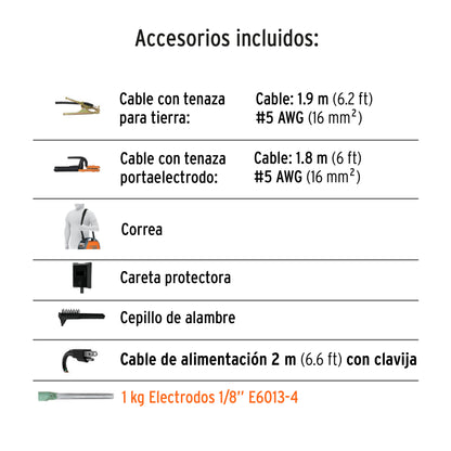 Soldadora inversora de 130 A Bi-voltaje 127/220 V con perilla de ajuste y protección térmica