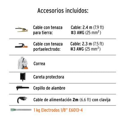 Soldadora inversora de 160 A Bi-voltaje 127/220 V con display digital y función TIG