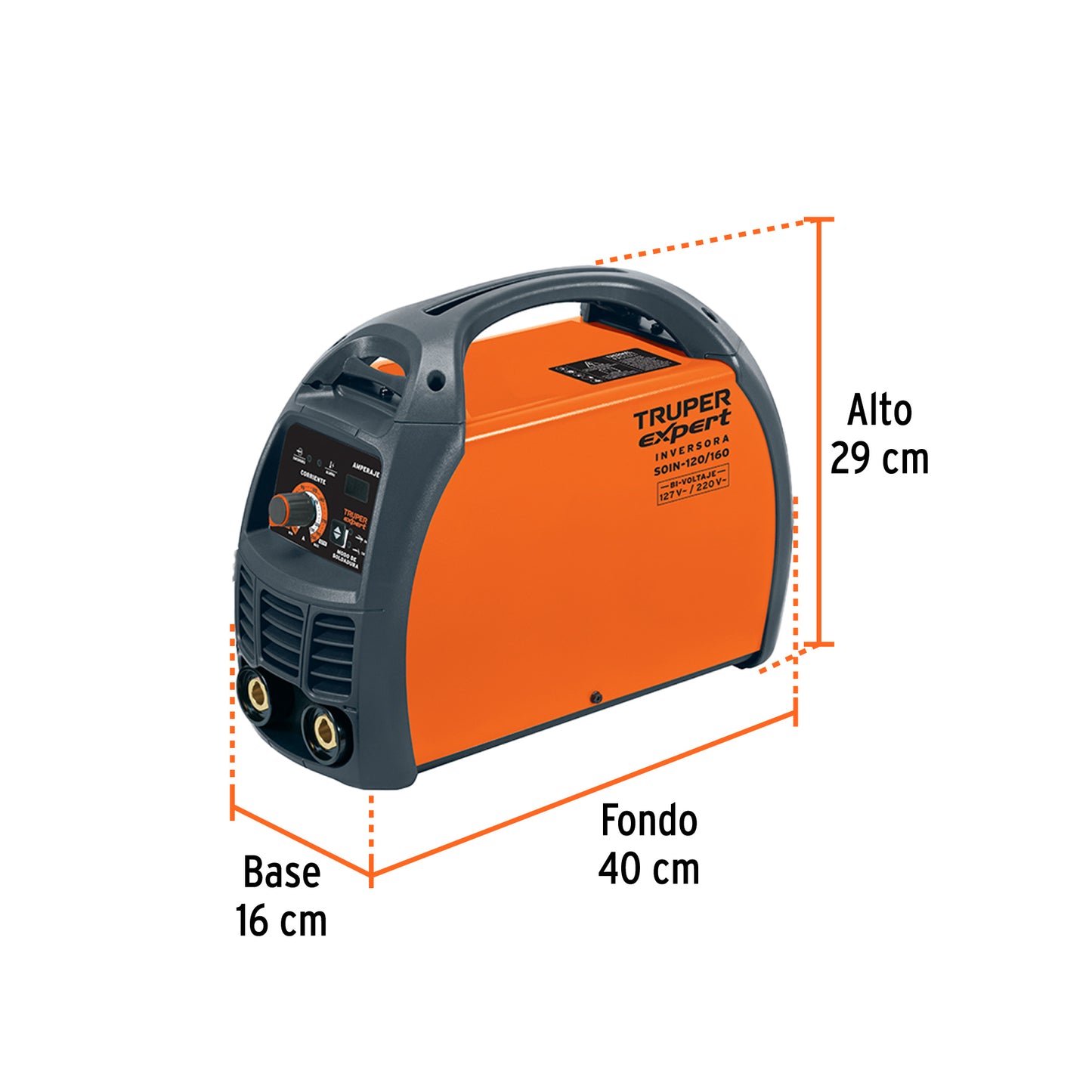 Soldadora inversora de 160 A Bi-voltaje 127/220 V con display digital y función TIG