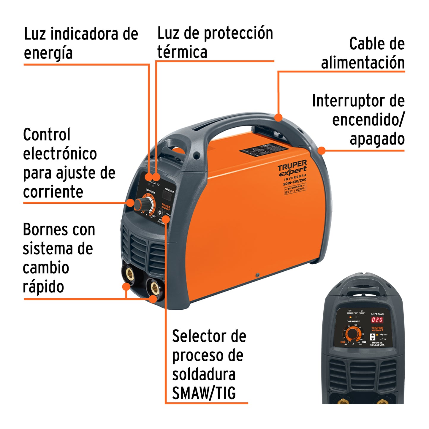 Soldadora inversora 200A de doble voltaje