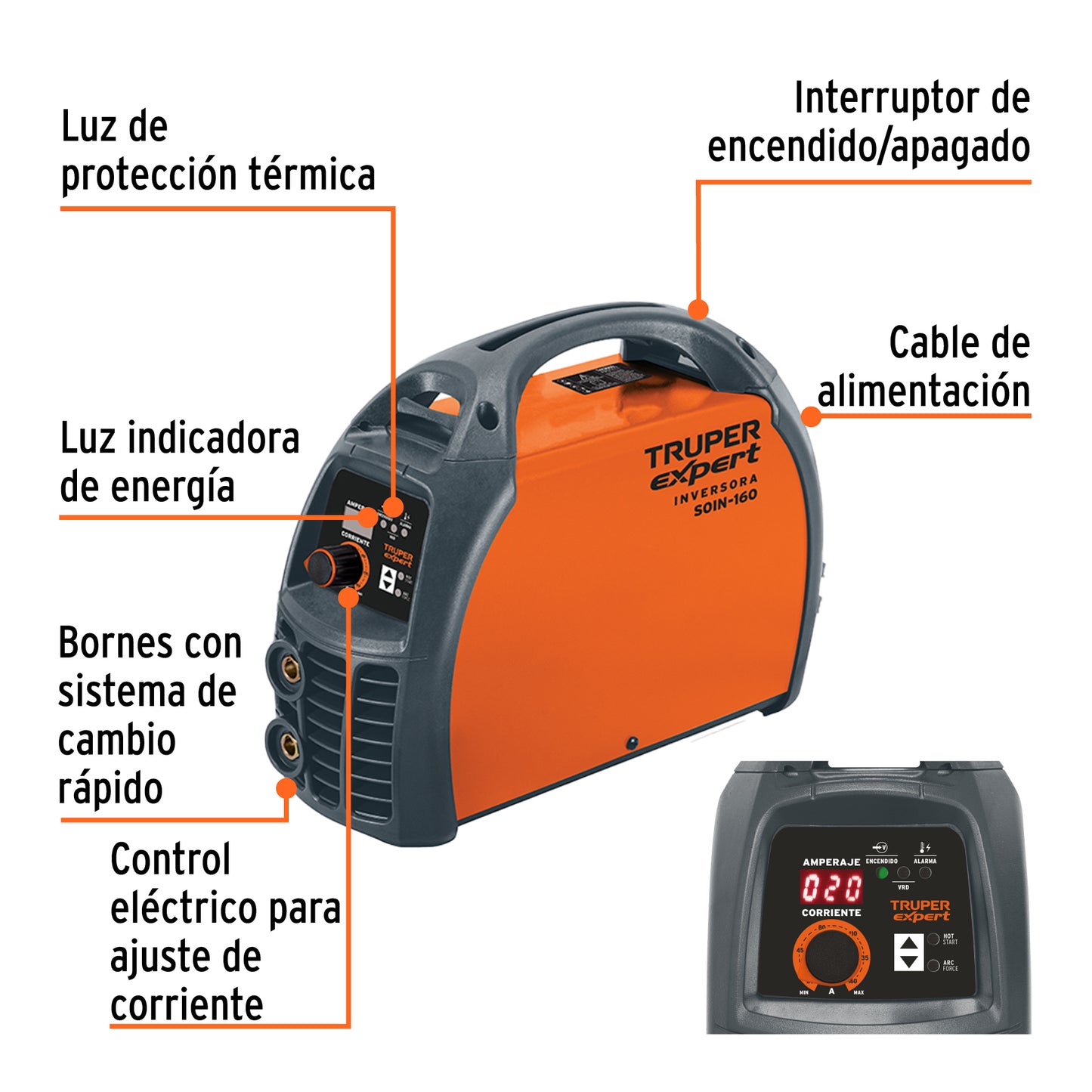 Soldadora inversora 160A de 220V
