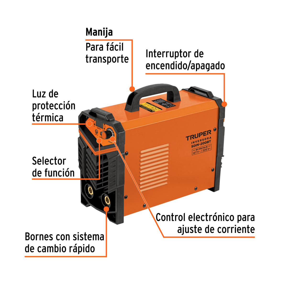 Soldadora inversora 200A, Bi-voltaje 127/220V · vista 2